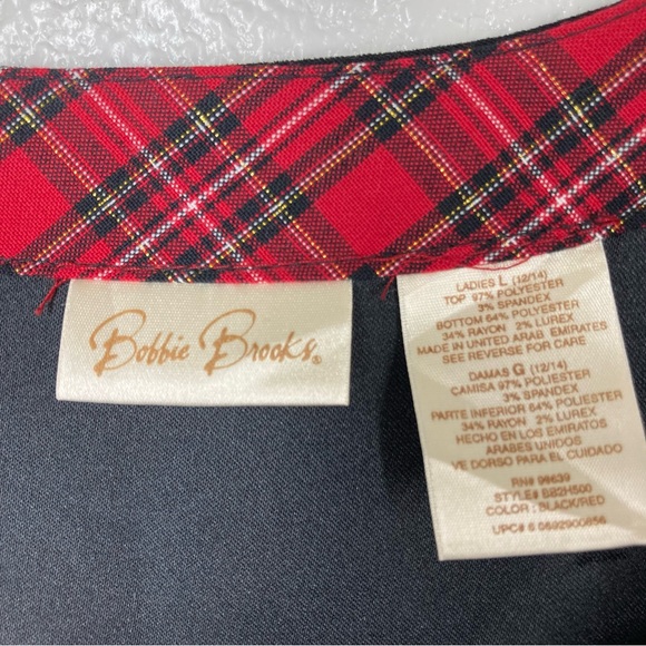 Bobbie Brooks Dress Vintage Large Embroidered Sleeveless Red Black - Picture 10 of 11